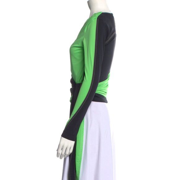 COPY - Marine Serre White Line Colorblock Pattern Top With Draping - Picture 2 of 3